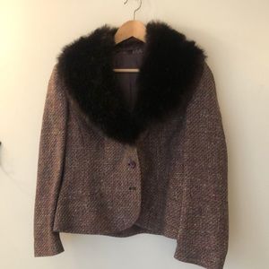 Vintage Blazer with detachable faux fur collar.  Excellent condition.